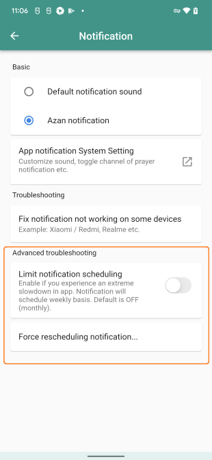 Screenshot notification setting